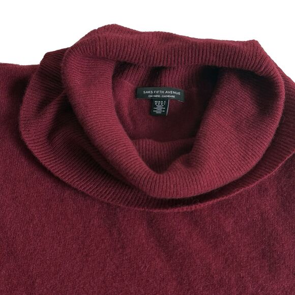 Women's Saks Fifth Avenue 100% Cashmere Turtleneck Sweater Preppy Cozy Wool Sz M - Picture 2 of 7